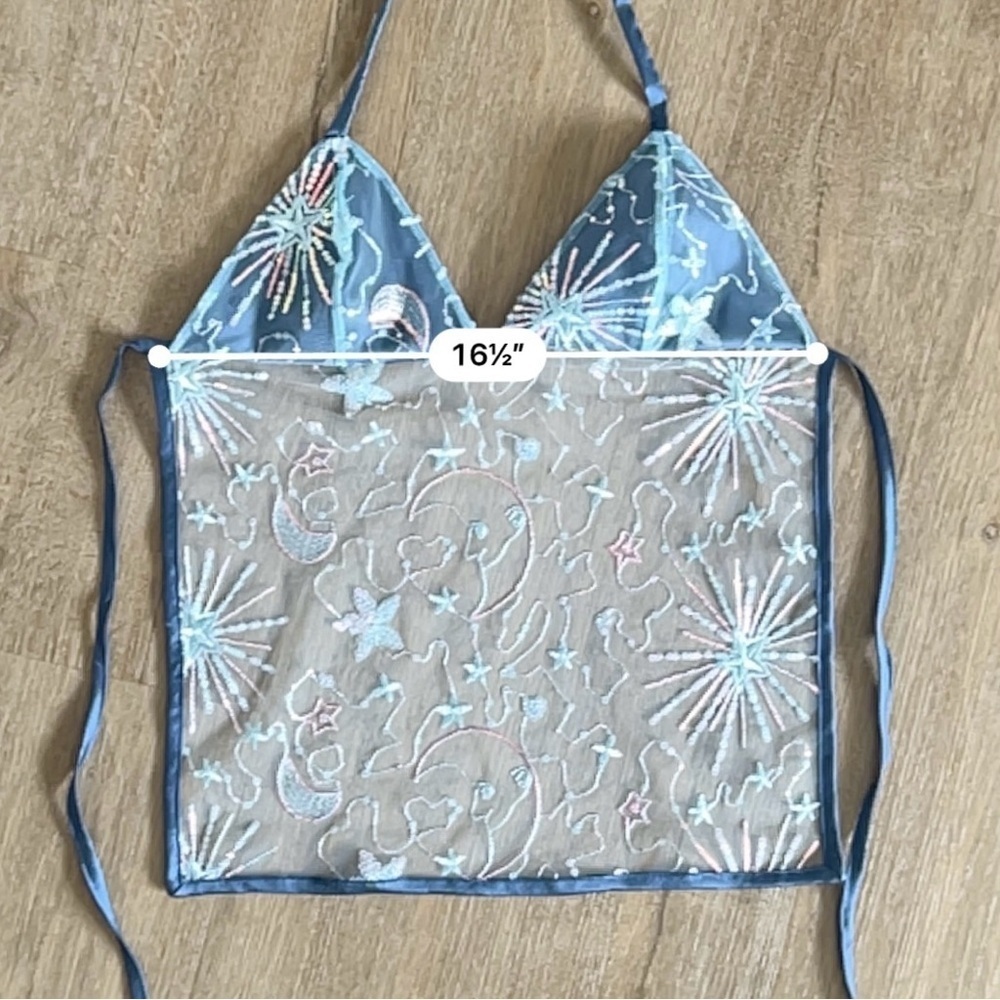 Handmade Y2K Fairycore Mermaid Embellished Halter Babydoll Backless Vest Top - S - Picture 7 of 8